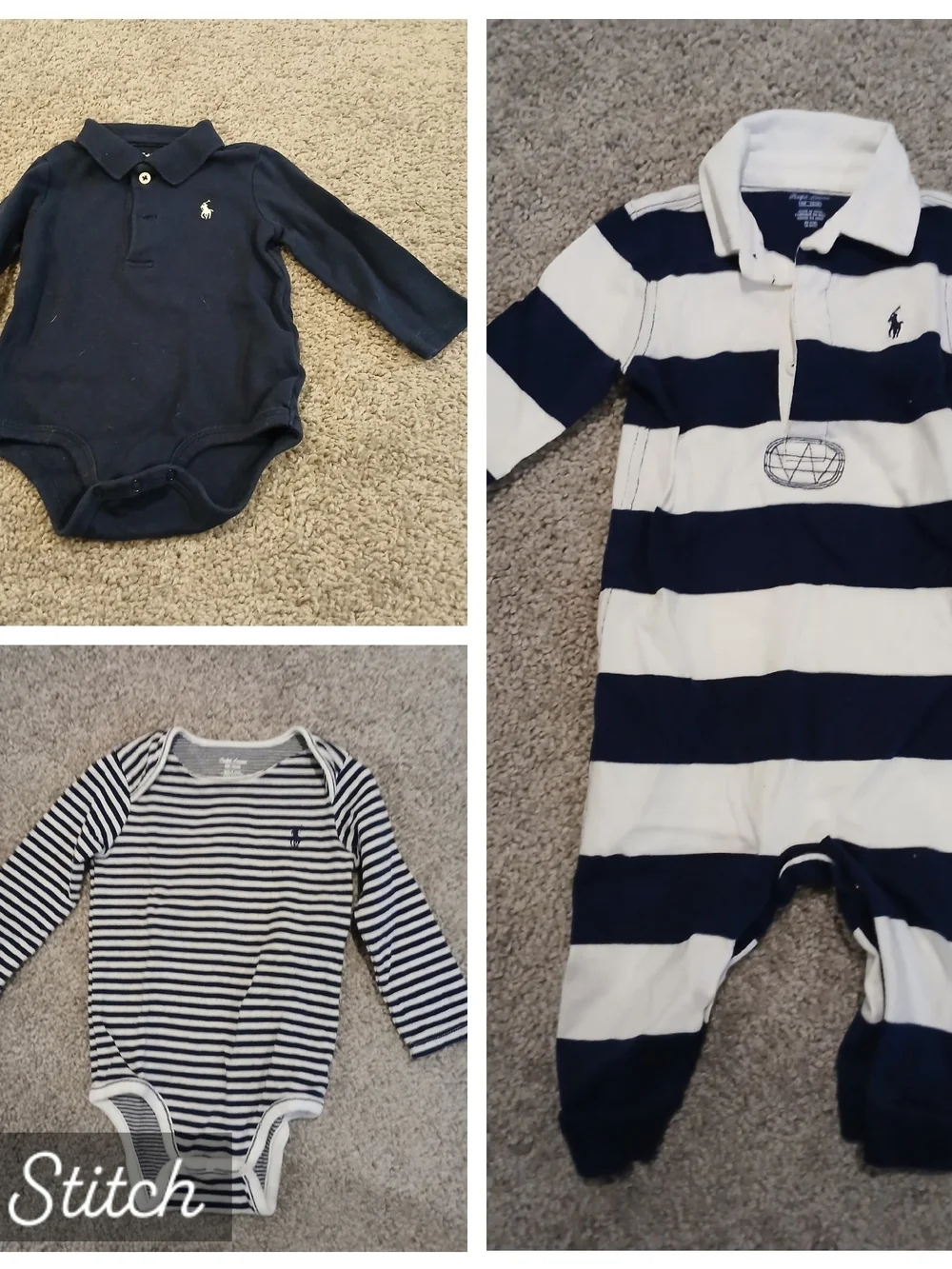 Ralph Lauren Navy Stripe & Solid Baby Clothing Lot